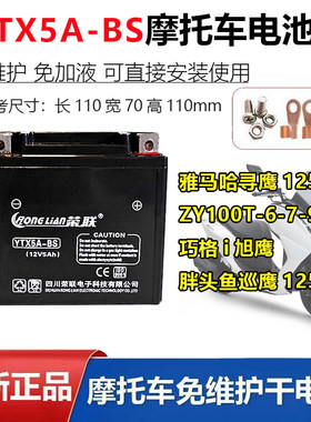 雅马哈胖头鱼巡鹰125 JYM125T-3踏板摩托车原装配套电瓶12V5A电池
