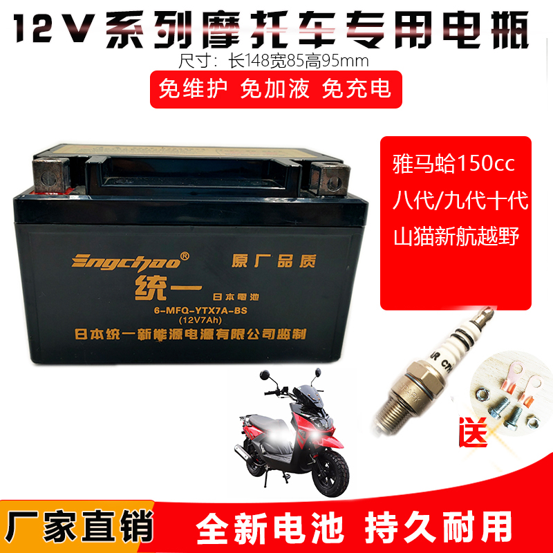 适用雅马哈鬼火 劲敌 林海极光 英国凯旋踏板摩托车电瓶YTX7A电池
