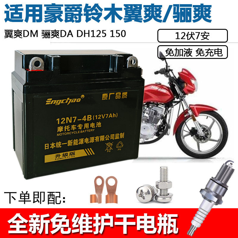 适用铃木王GS125刀仔男士摩托车统一免维护蓄电池12V7A干电瓶 - 实物图