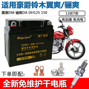 适用铃木王GS125刀仔男士摩托车统一免维护蓄电池12V7A干电瓶