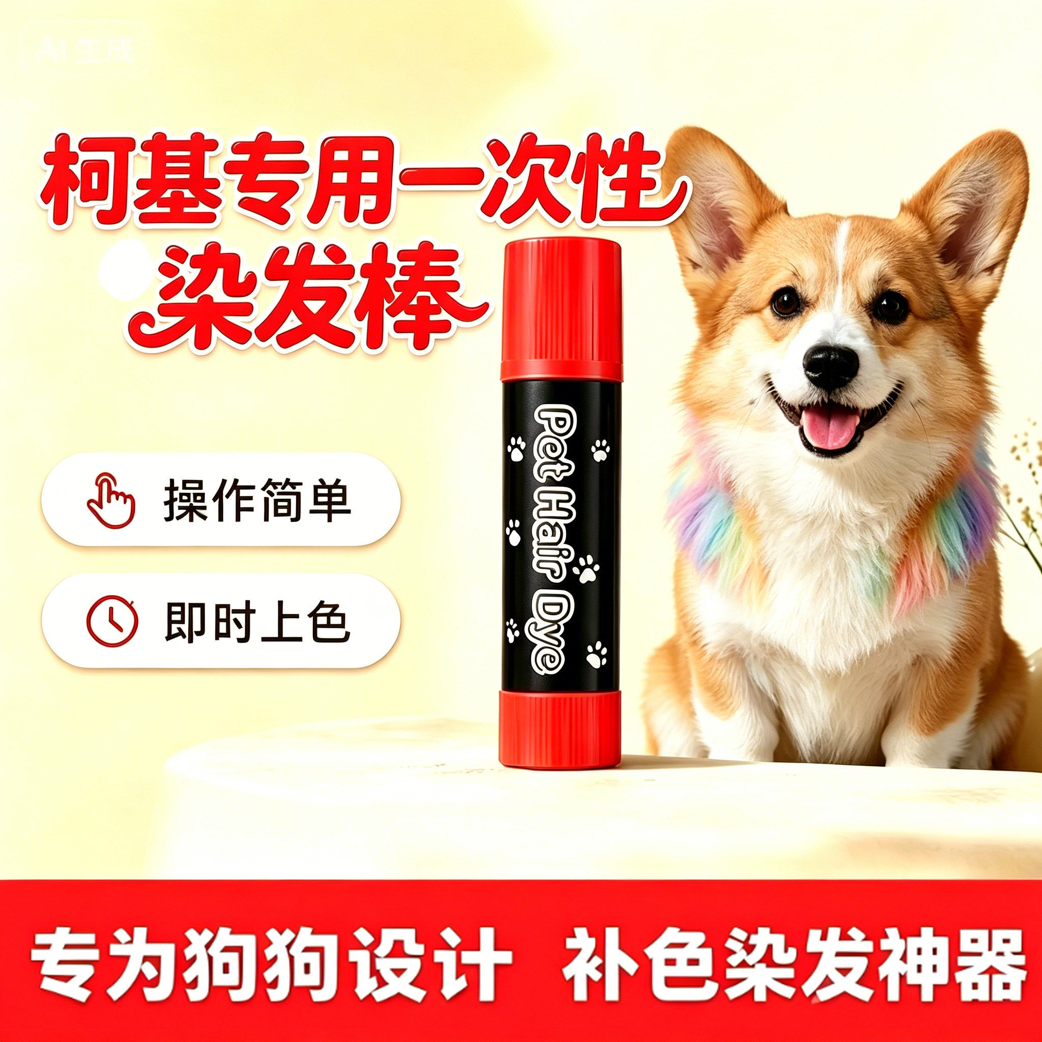 柯基专用狗狗毛发染色剂宠物染发剂小狗染毛膏美毛染色膏染发狗毛