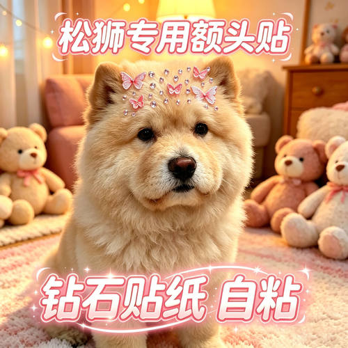 松狮犬专用狗狗额头贴大型犬配饰狗宠物贴纸狗狗头饰蝴蝶头上饰品
