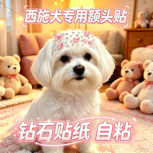 西施犬专用狗狗额头贴小型犬配饰狗宠物贴纸狗狗头饰贴画蝴蝶饰品