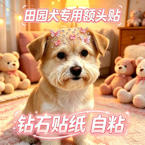 田园犬专用狗狗额头贴中型犬配饰狗宠物贴纸狗狗头饰蝴蝶拍照饰品