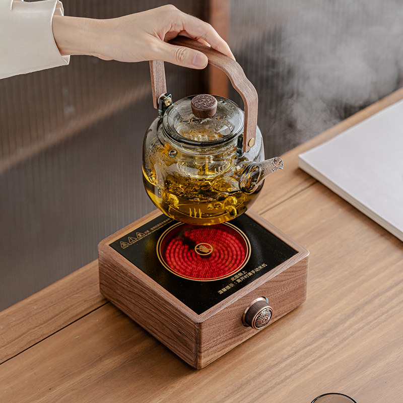 围炉煮茶壶黑晶炉家用室内加厚玻璃提梁烧水冲泡茶器具果盘全套装