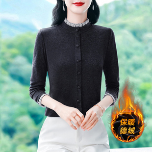 高端品牌双面德绒加绒加厚保暖打底衫女士内搭可外穿洋气妈妈上衣