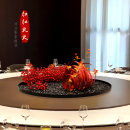 酒店餐桌中间摆花红色发财果仿真假花圆形转盘装 饰品摆件圆桌摆设