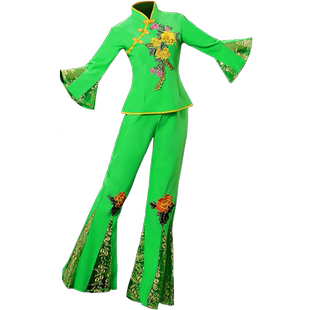 新款中老年秧歌服装腰鼓服扇子舞演出服装广场舞服舞蹈服装女扇
