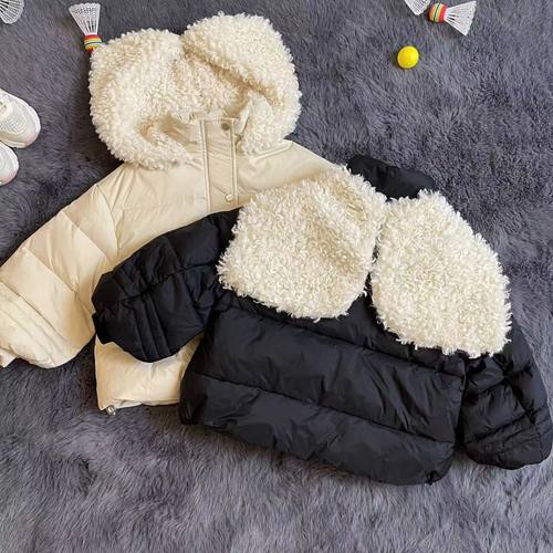 秋冬新款羽绒服女宝白鸭绒短款外套可拆分式帽子时尚披肩款外套