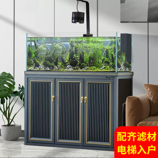 定制水草缸水族箱底滤客厅落地超白玻璃家庭兰寿生态造景小型鱼缸