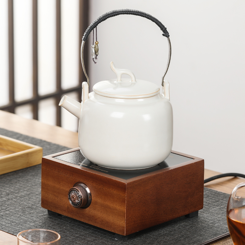 陶瓷煮茶壶套装胡桃木电陶炉
