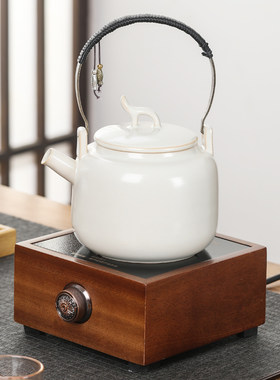 陶瓷煮茶壶套装胡桃木电陶炉