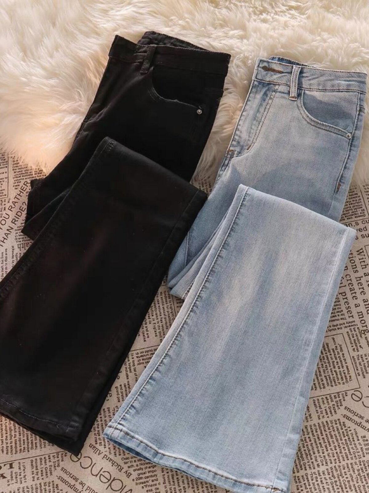 여성용 마이크로 플레어 진 여름 신상 스타일 하이웨이스트 슬림 작은 분들을 위한 말굽팬츠 인즈 하이스트리트 트렌디&룩룩