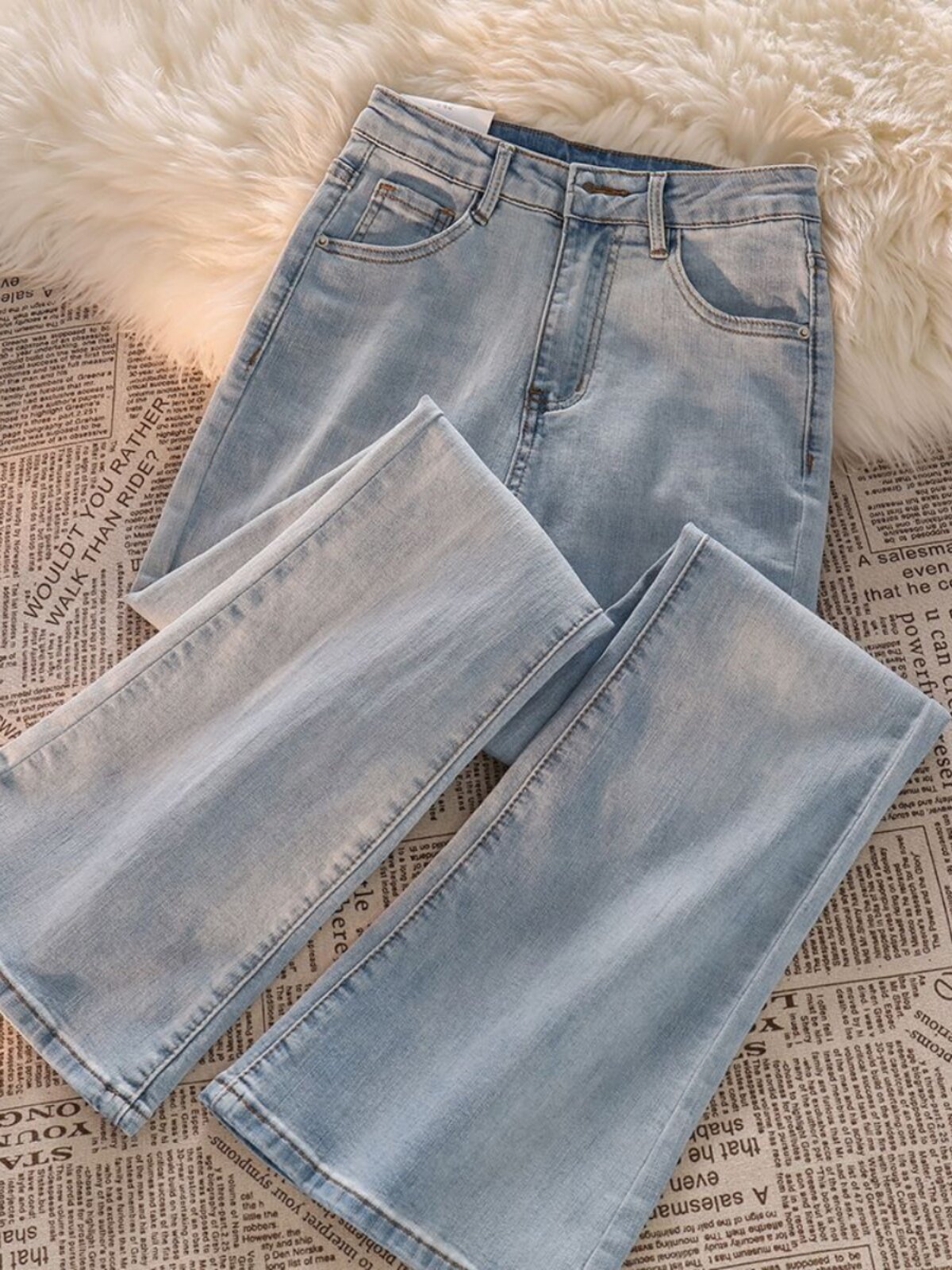 여성용 마이크로 플레어 진 여름 신상 스타일 하이웨이스트 슬림 작은 분들을 위한 말굽팬츠 인즈 하이스트리트 트렌디&룩룩