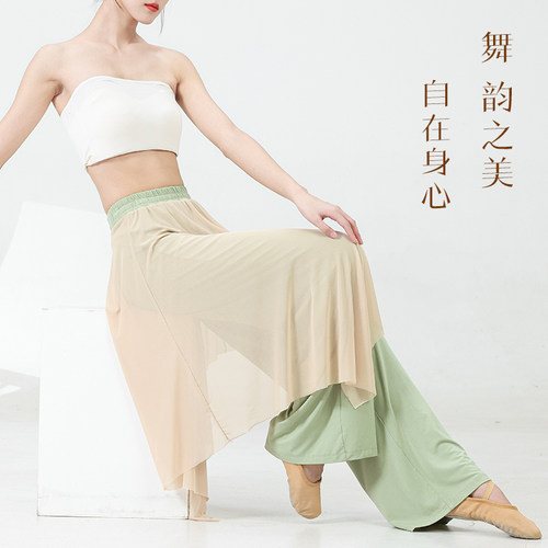 妤伽现代舞飘逸网纱仙子裤