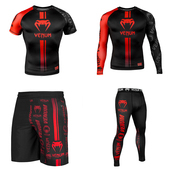 男款 四件套综合格斗搏击短裤 跑步运动五分裤 毒液训练套装 健身裤