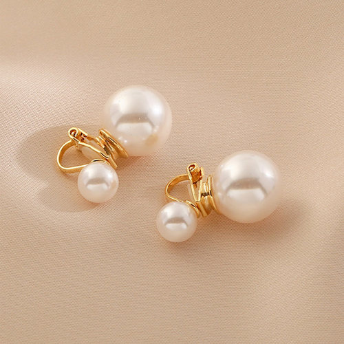 韩国气质大珍珠耳夹女简约无耳洞耳饰高级感复古纯银耳环大气耳坠