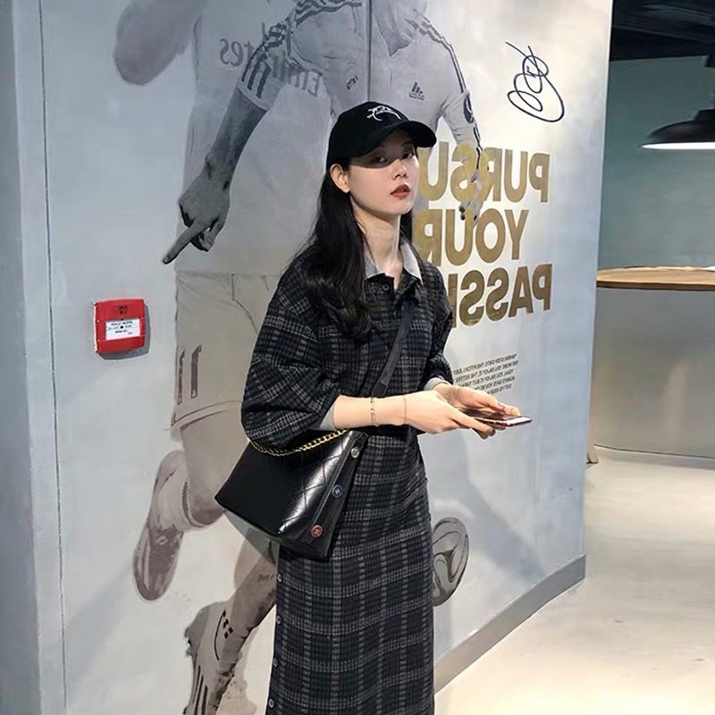 初秋季2022年新款小香风个子格纹连衣裙女装高级感女神范气质收腰