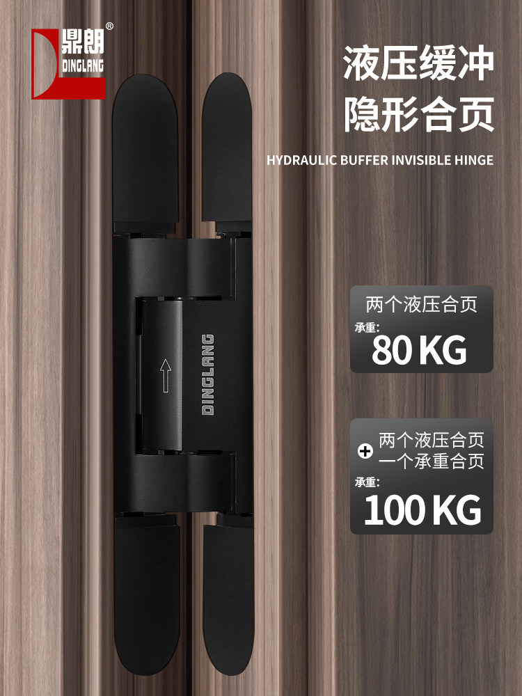 鼎朗液压缓冲隐形门合页三维可调十字铰炼静音暗门自动闭门器木门