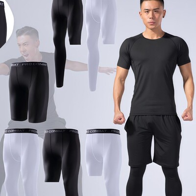 健身运动套装速干紧身裤男夏季