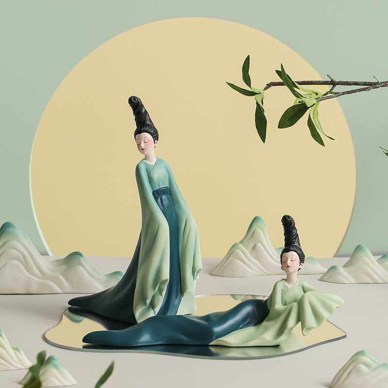 米子家居新中式只此青绿轻奢艺术品电视柜摆件客厅酒柜家居装饰品