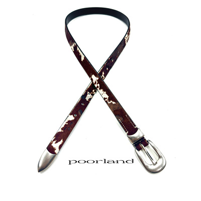 [战损牛马]复古马毛头层牛皮豹纹奶牛纹腰带皮带PoorlandP1021