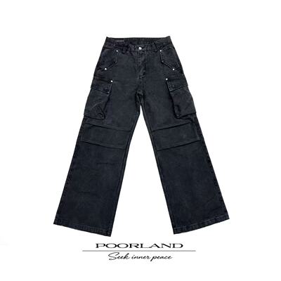 [450g黑陨双股珠帆]特调M65洗水做旧伐木工装裤PoorlandDN1231