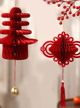 立体春字挂件大号2026马年摆件红色喜庆家用客厅布置新中式装饰品