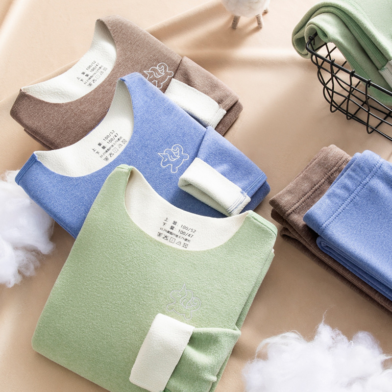 儿童德绒保暖内衣套装德荣加绒宝宝秋衣秋裤德容男女童加厚中大童