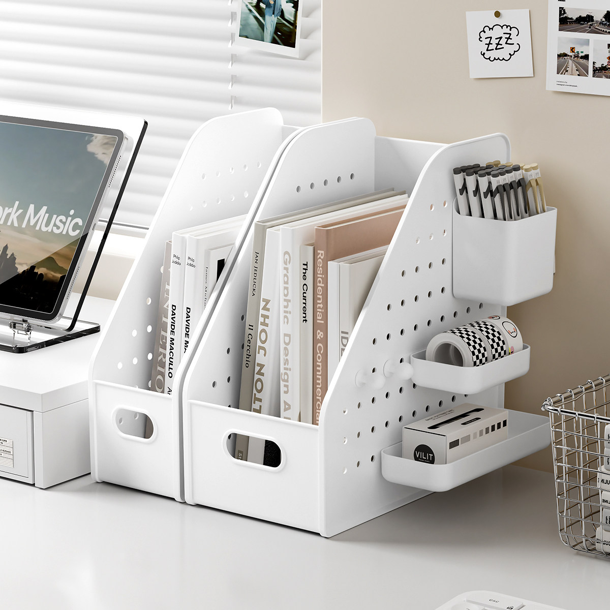 桌面收纳盒洞洞板书立架学生书本整理盒办公室文件资料斜口置物架,收纳整理,桌面收纳盒,淘宝优惠券,粉丝福利购,淘宝优惠卷