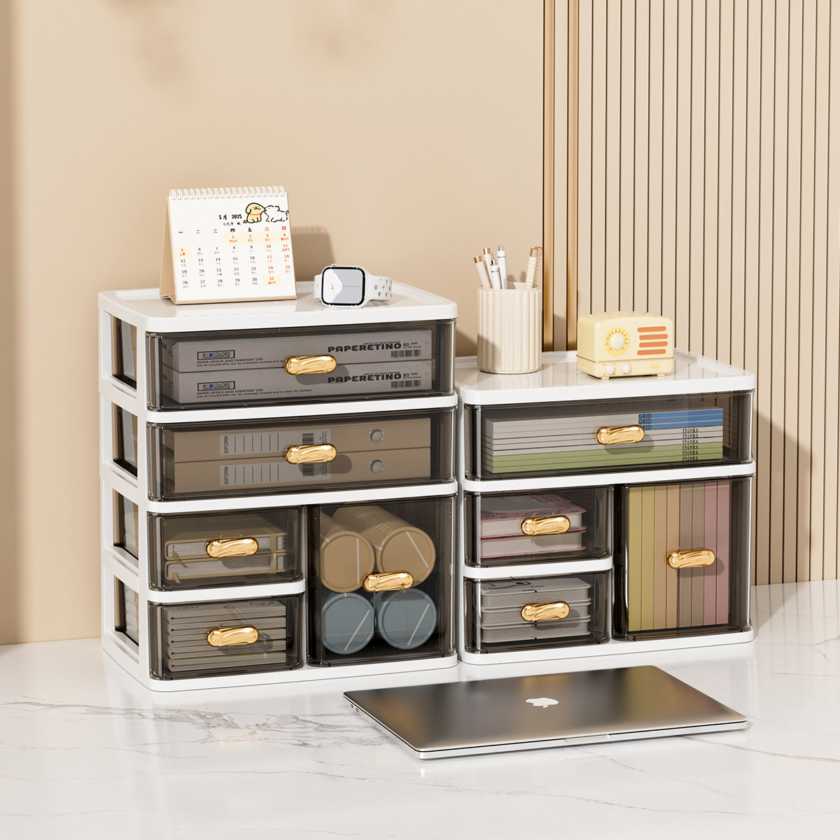 抽屉式桌面收纳盒办公室书桌文具置物架多功能大容量工位整理神器