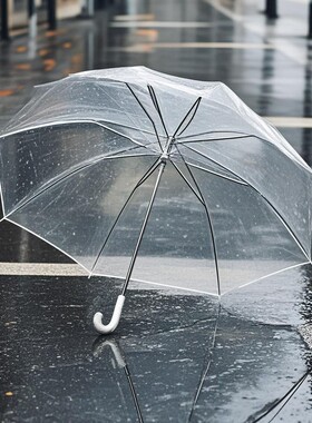 透明雨伞长柄手动男女高颜值8骨韩系ins风透明伞学生网红拍照伞