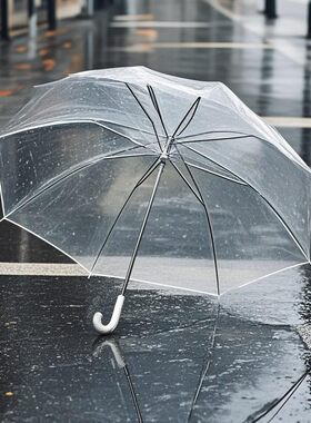 透明雨伞长柄手动男女高颜值8骨韩系ins风透明伞学生网红拍照伞