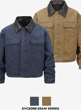 EVC*美式复古vintage巴恩风工装水洗夹克底特律夹棉外套重磅硬挺