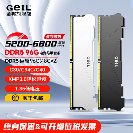 GEIL金邦DDR5内存96G电竞马甲套条48G×2 5200/6000MHz台式机电脑