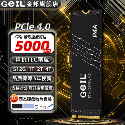 GEIL金邦P4A 4.0 M.2笔记本2t SSD台式电脑500G/1TB TLC固态硬盘