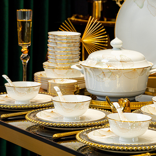 碗碟套装家用2026新款景德镇高颜值陶瓷餐具碗盘乔迁新居之喜礼物