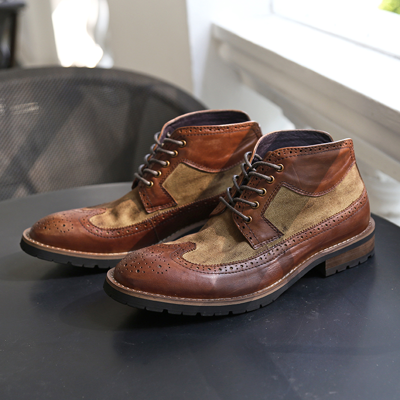 布洛克切尔靴橡胶布洛克真皮真皮