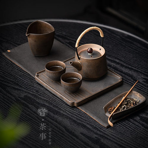鎏金陶瓷功夫茶具家用茶盘整套