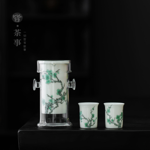 一壶两杯玻璃壶陶瓷过滤双耳泡茶器懒人功夫茶具 红茶冲茶器套装