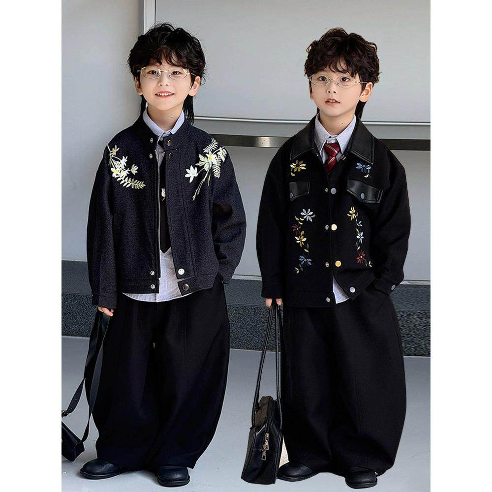 痞帅儿童外套2025新款国风新中式西装男童时髦潮流秋冬装夹克上衣