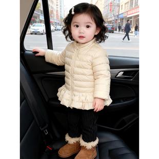 女童羽绒服2025冬季新款宝宝洋气白色韩版白鸭绒儿童短款保暖外套