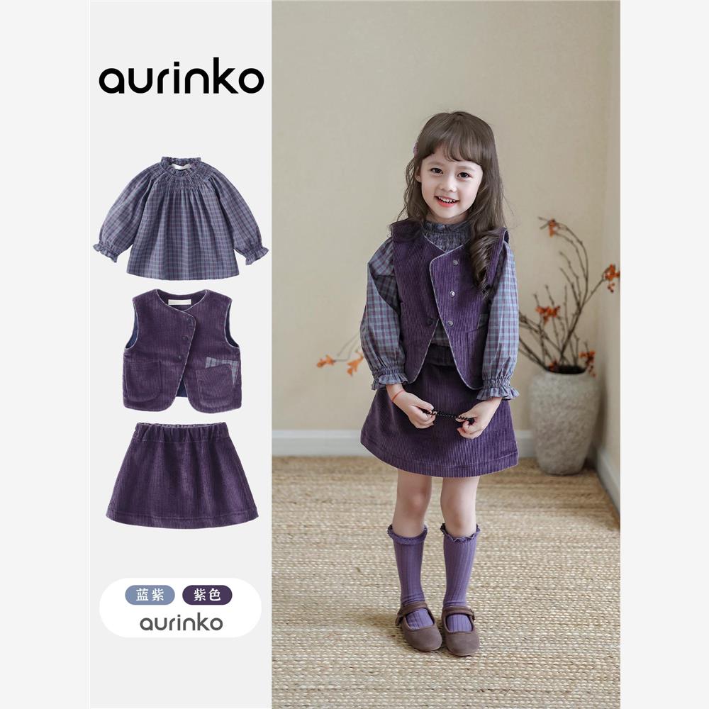 童装秋装小女孩韩式马甲裙女孩时尚秋装小女孩秋装