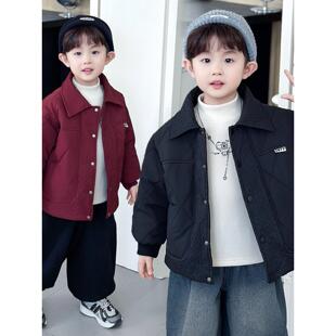 男童秋冬夹棉外套2025新款儿童轻薄款保暖棉服宝宝冬装加厚棉衣潮