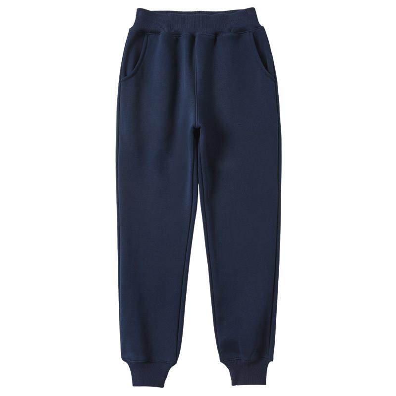 儿童校服裤子加绒加厚男童女童蓝色羊羔绒运动裤小学生藏青色校裤