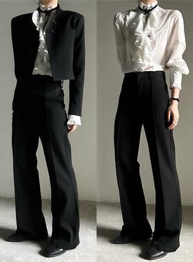 ASAE 质感西裤直筒微喇裤显瘦男女中性风松紧腰长裤成男裤