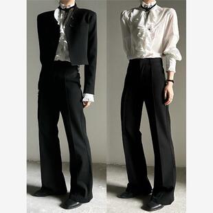 ASAE 质感西裤直筒微喇裤显瘦男女中性风松紧腰长裤成男裤