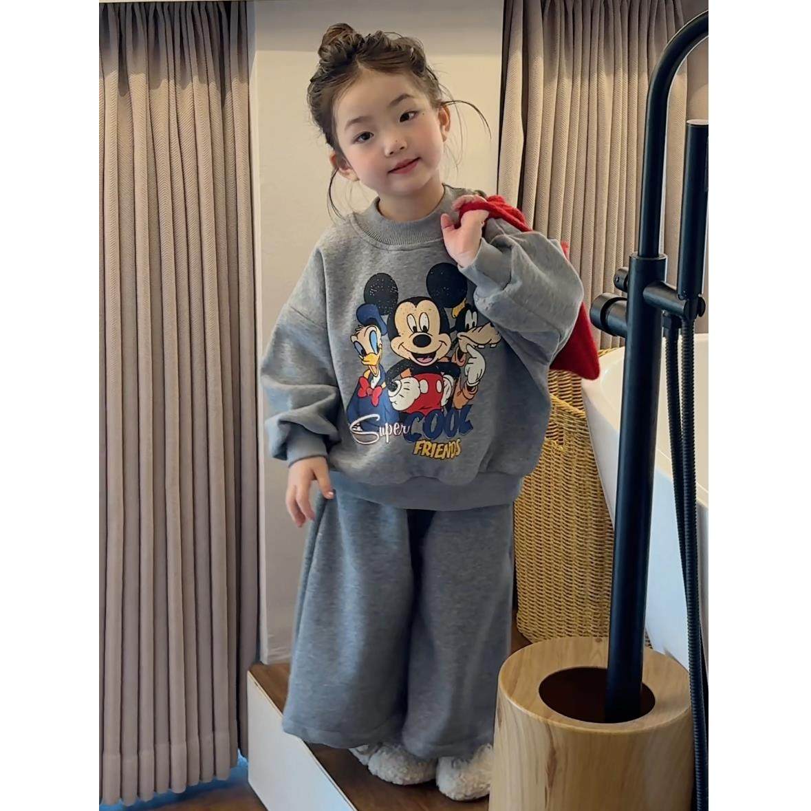 女童套装冬装2025新款女宝宝卫衣阔腿裤两件套儿童冬季洋气休闲装