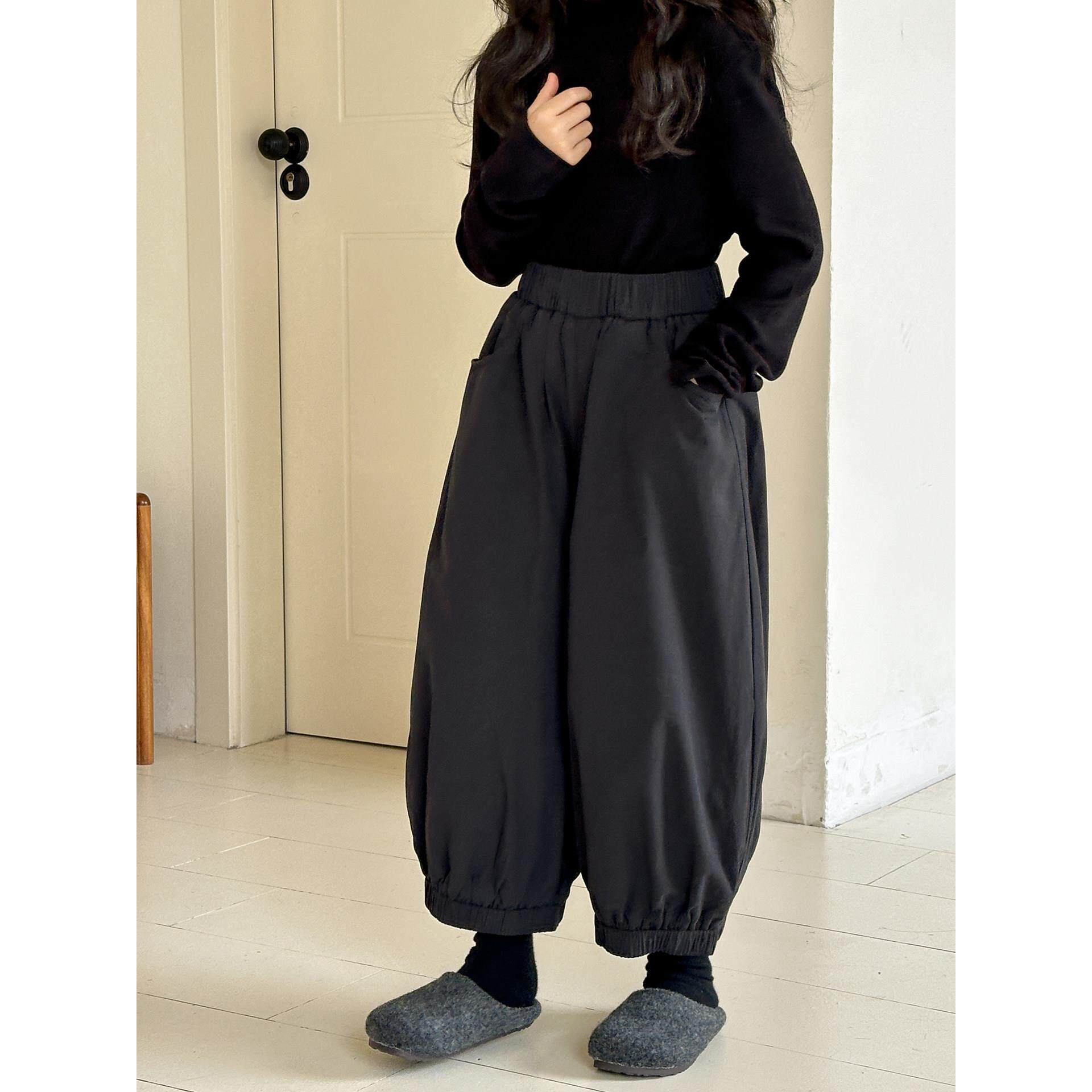 女童加绒裤子秋冬款2025新款儿童初中生加厚保暖棉裤女大童灯笼裤