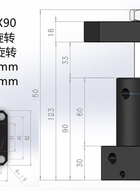 液压转角油缸旋转90度HSCL25/32/40/50SLX90工装夹具夹紧机械配件